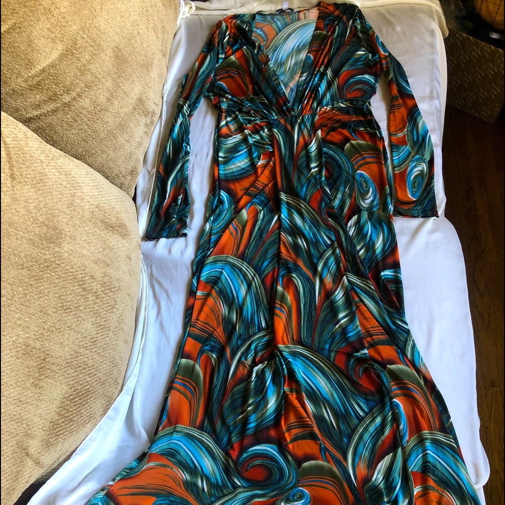 Abstract feather Maxi dress
